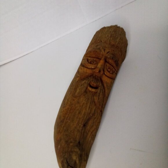 Vintage Rustic Hand Carved Wooden Old Man Face Hanging Figure 10.5" - Picture 2 of 15